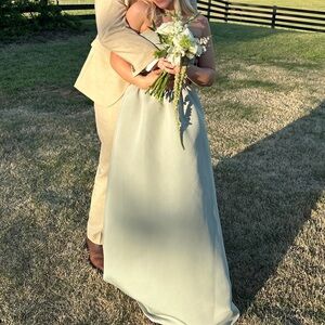 Bella Bridal Strapless Bridesmaid Dress in Moss Green